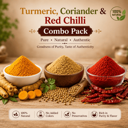 Shudhsaar Masala Combo Pack – Haldi, Dhaniya & Red Chilli Powder
